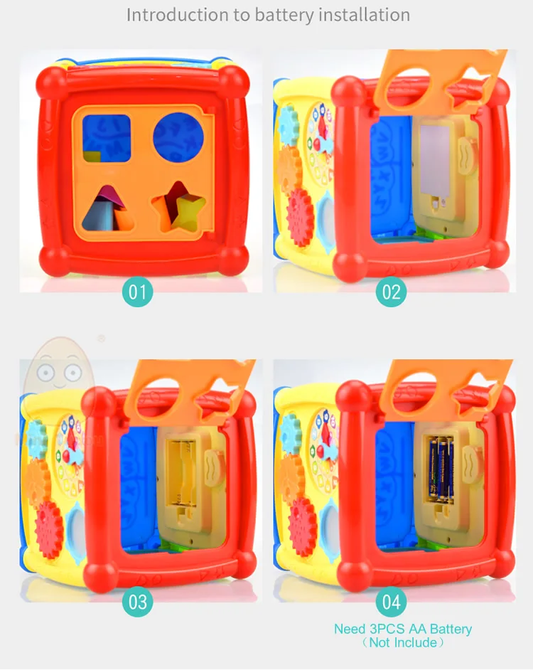 Baby Toys Multifunctional Learning Cube With Clock Sort Geometric Blocks Stacking Cups Early Educational Toy For Kids