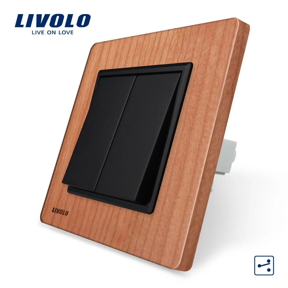 

Livolo EU standard Manufacturer Luxury Natural Wood Panel, Push Button 2Gang 2 Way Switch/ Smart Home, VL-C7K2S-21