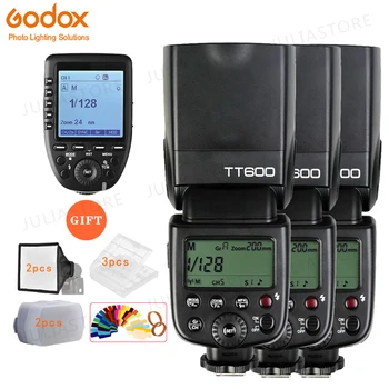 

3x Godox TT600 Built-in Receive Camera Flash Speedlite with Xpro Transmitter for for Canon Nikon Sony Fuji Olympus Pentax Camera