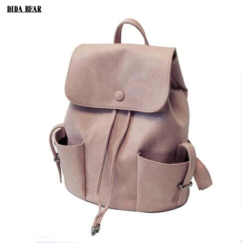 DIDA BEAR брендовый модный кожаный рюкзак, женский школьный рюкзак для девочек-подростков, женский рюкзак на шнурке, Mochila