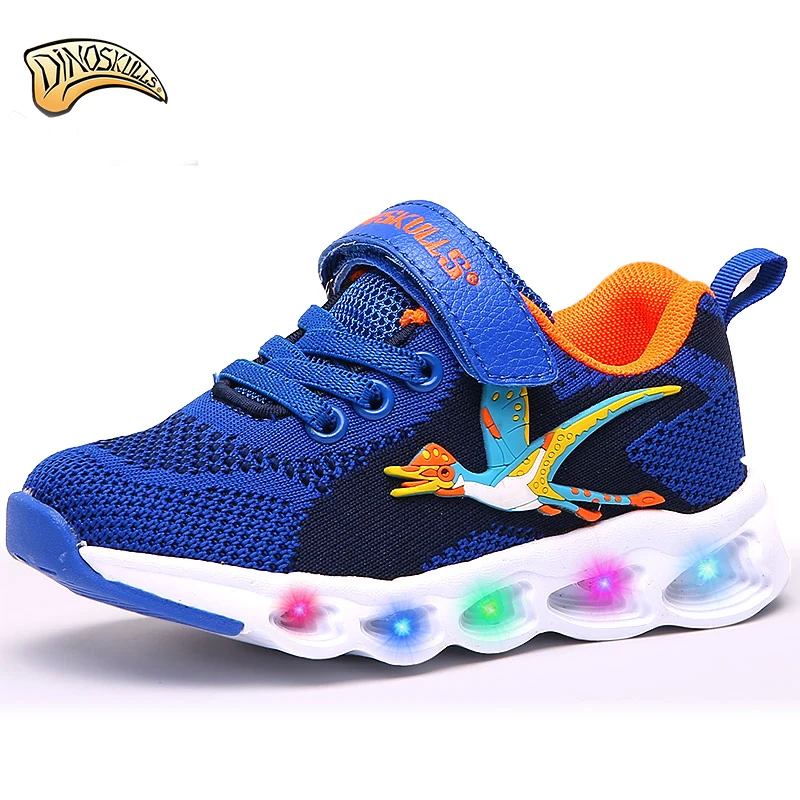 

Dinoskulls Kids Shoes Children's Led Light Up Shoes Baby Boys Mesh Dinosaur 2019 Spring Autumn Led Luminous Shoes for Boys 26-31