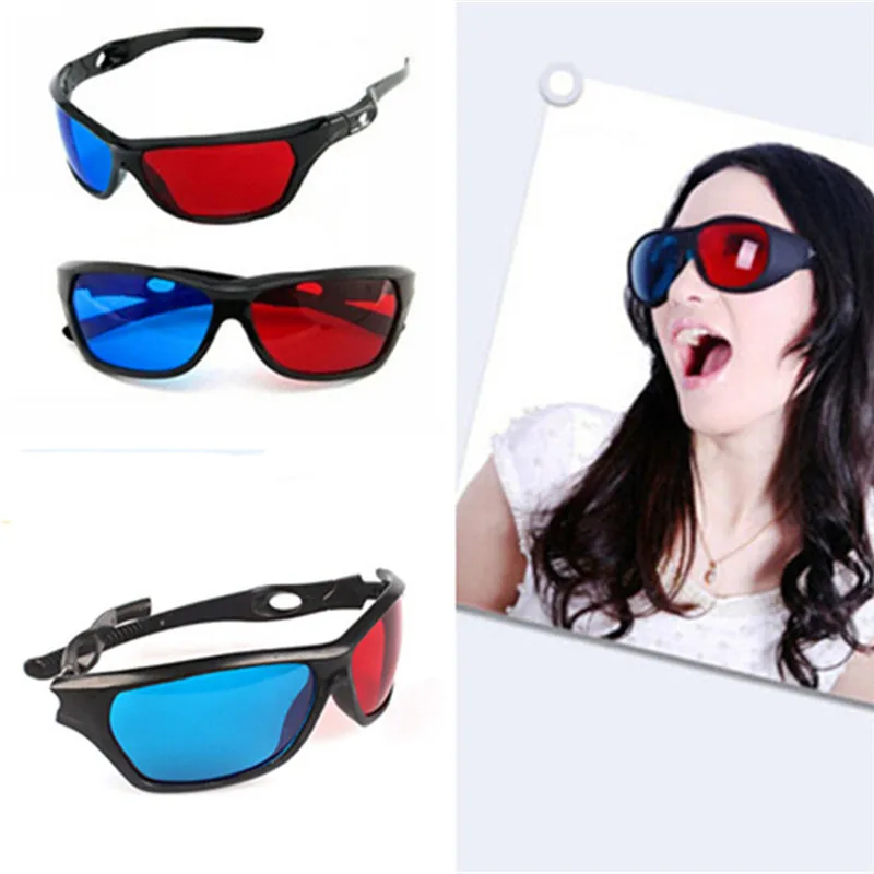Универсальный 3D пластик очки красные, синие черный рамки для пространственный анаглиф ТВ кино на DVD игры