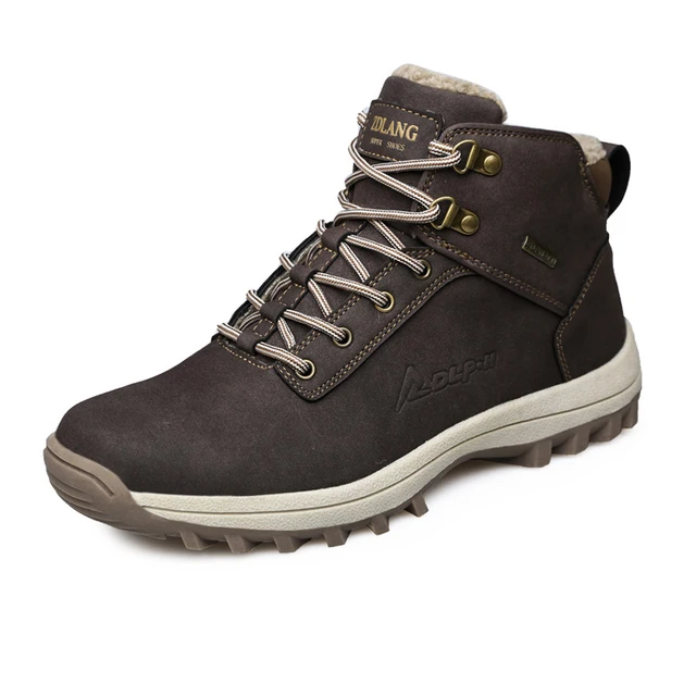 Waterproof Rubber Men Hiking shoes Winter Trekking Snow Boots Anti-Skidding Men Climbing Shoes England Retro Ankle Boots