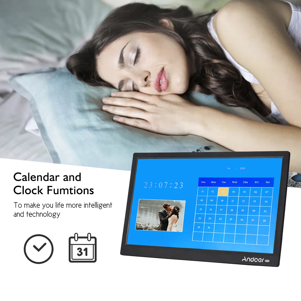 Andoer 15.6 Inch 1920*1080 IPS LED Digital Photo Frame Electronic Picture Album MP3 MP4 Clock Calendar with Remote Control