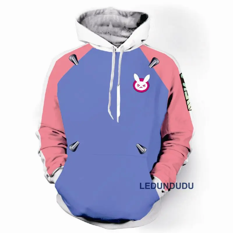 Толстовка мужская с принтом кролика джемпер капюшоном по мотивам игры D.va DVA OW 76