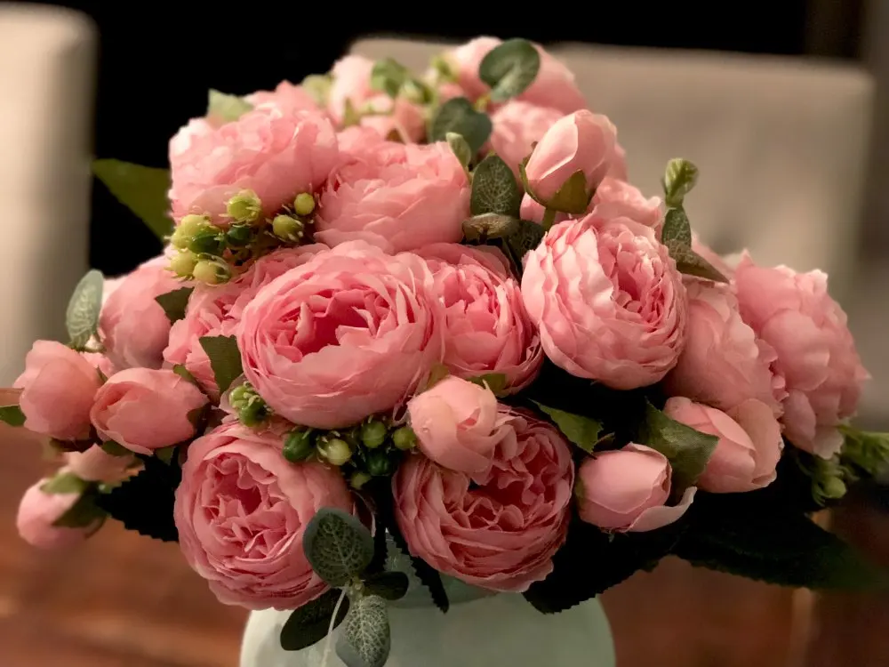 Искусственный Пион для свадебного украшения, шелковые цветы, розы, маленький букет для дома, вечерние искусственные цветы