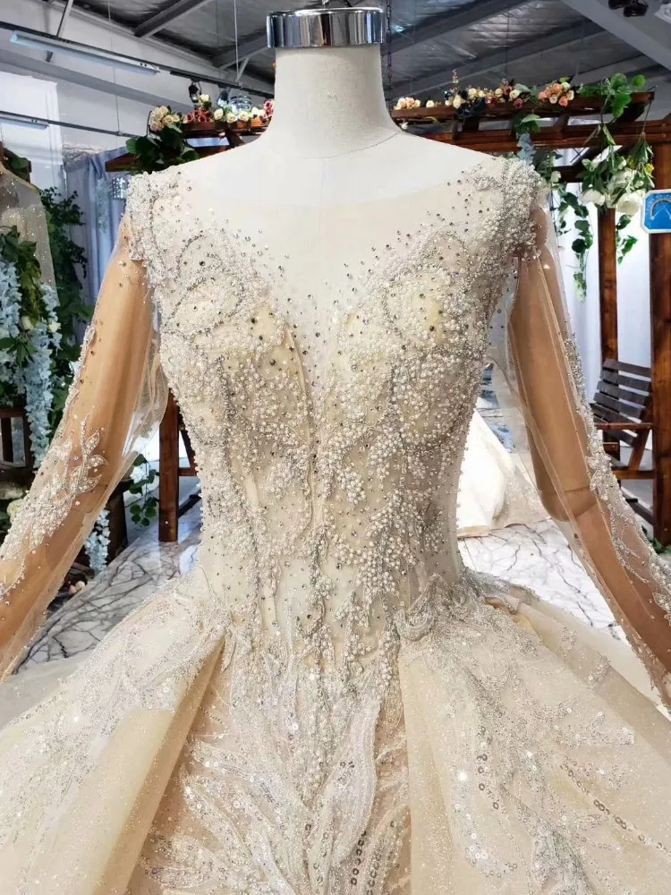 Платье принцессы De Mariee Grande шлейф роскошный кружевной бисер Кристалл Vestido De Novias длинный поезд винтажные свадебные платья