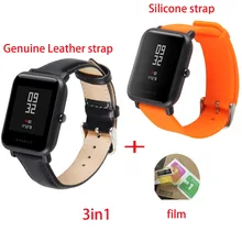 3 в 1 20 мм Натуральная кожа+ Силиконовый ремешок для Xiaomi Huami Amazfit Bip Bit Youth Edition часы монитор сердечного ритма ремешок для часов
