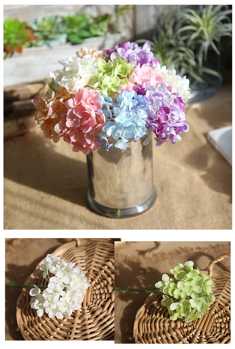pink silk hydrangeas artificial flowers wedding flowers for bride hand silk Hydrangea fake flowers white home decoration (5)