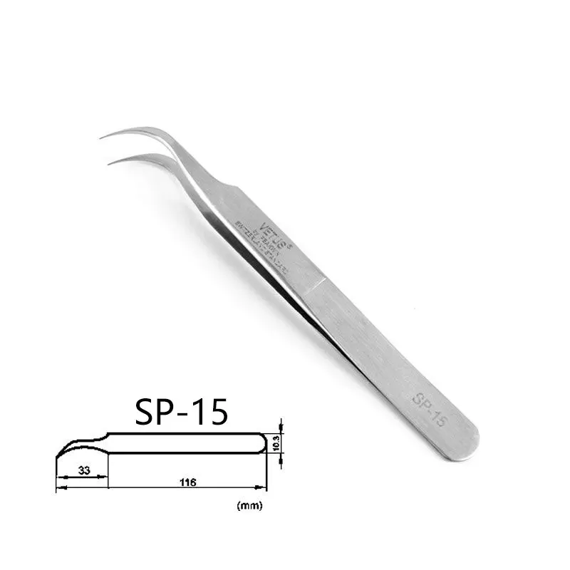 Vetus бренд SP Пинцет для ресниц из нержавеющей стали ультра тонкий наконечник отличное закрытие Пинцет для наращивания ресниц Красота Макияж инструменты - Цвет: SP 15