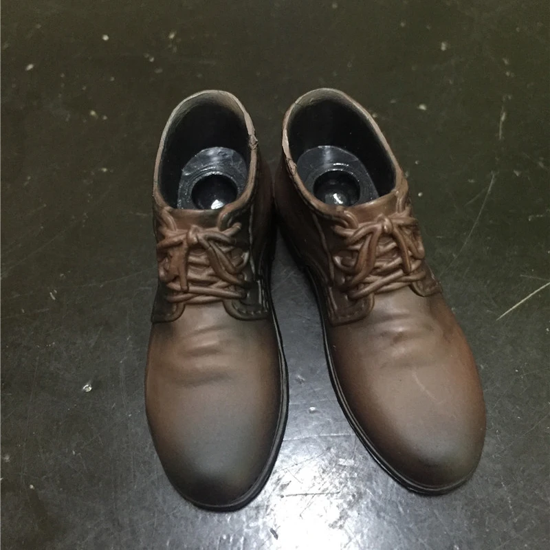 1/6 Scale Action Figure Accessories Black Brown Two Color Plastic Leather Shoes with Foot Shape inside for Joint Male Body