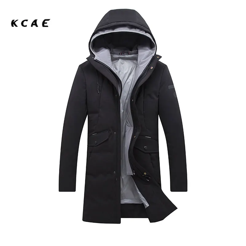 

2017 Winter coat Korean version of the self-cultivation hooded thick long jacket Men's jacket Double zipper Black jacket