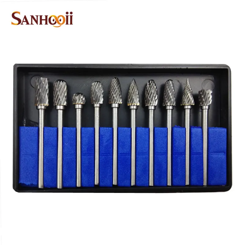 

10in1 Type A-N Tungsten Steel 3mm Shank Grinding Head Drill bit Tools High Quality Up to 85 Hardness For dremel Tools