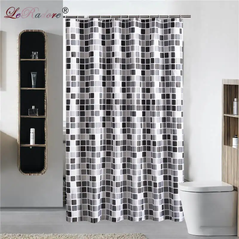 

LeRadore Thickened Black and White PlaidPolyester Bathroom Waterproof Shower Curtain Bathroom Curtain Extra Size 180*200 300*200