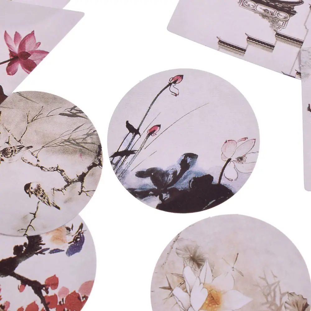 40 шт./упак. традиционная китайская живопись стикер s мини стиль бумажная печать наклейки самостоятельное украшение круглая бирка