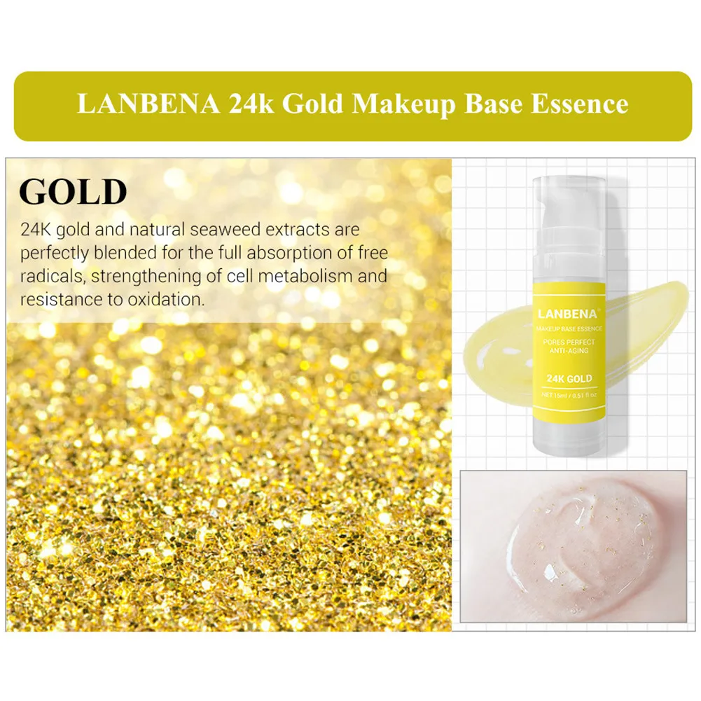 Гиалуроновая кислота Make Up Base VC праймер 24 К золото стойкий праймер для лица макияж контроль масла увлажняющий крем легко носить