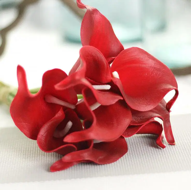 1 шт. красивые настоящие на ощупь цветы Калла из латекса цветок лилии искусственный букет Искусственный цветок свадебный букет Декор цветы для свадьбы - Цвет: red