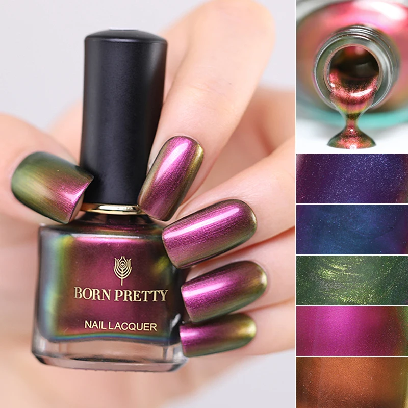 

BORN PRETTY Chameleon Nail Polish 6ml Metal Mirror Effect Nail Varnish Nail Art Lacquer Dark Base Needed
