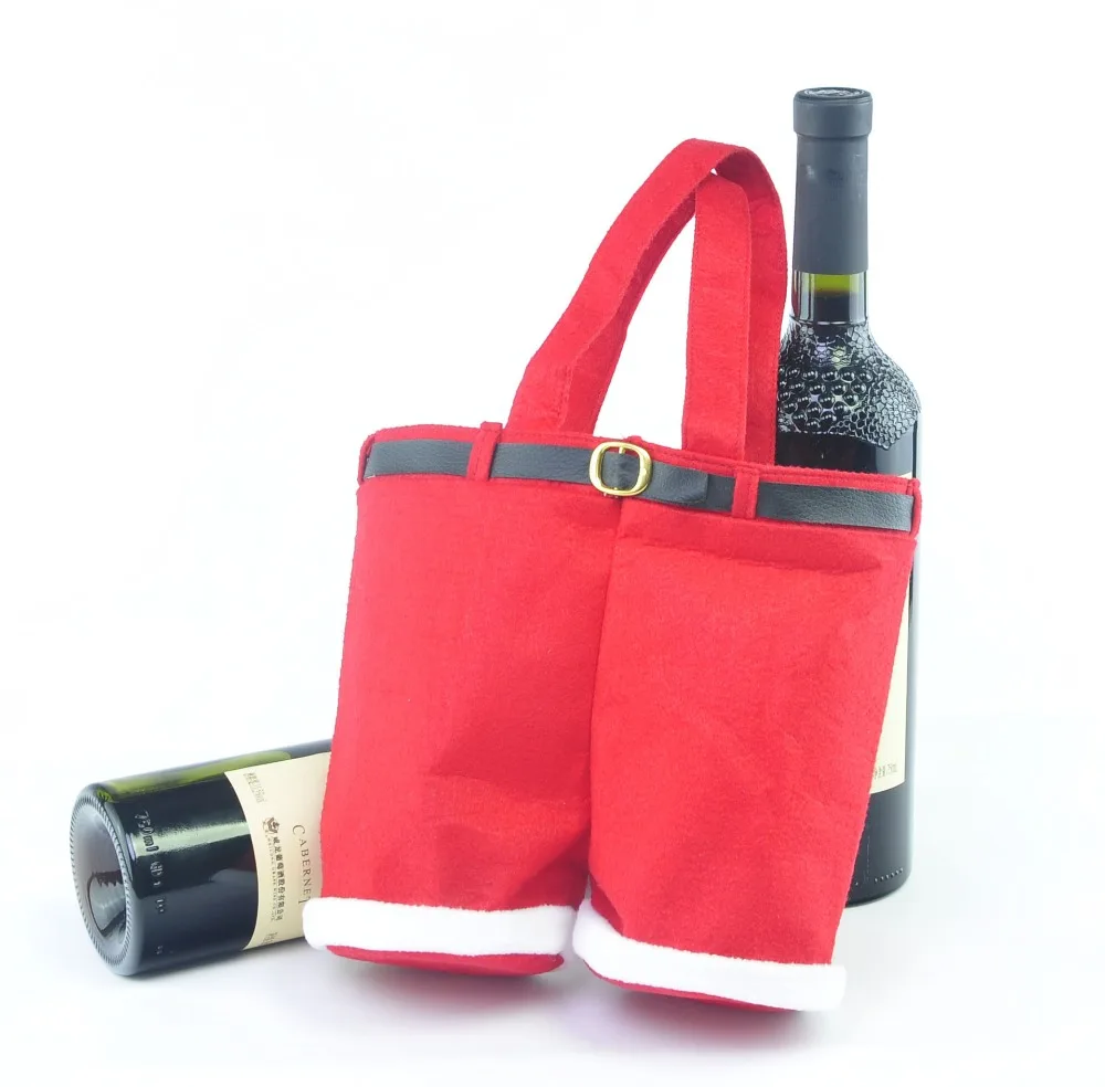 2pcs Clothing Trousers Red Wine Soft Christmas Bottle 2pcs Clothing Trousers Red Wine Soft Christmas Bottle Cover For Home Decoration Sets In Stockings Gift Holders
