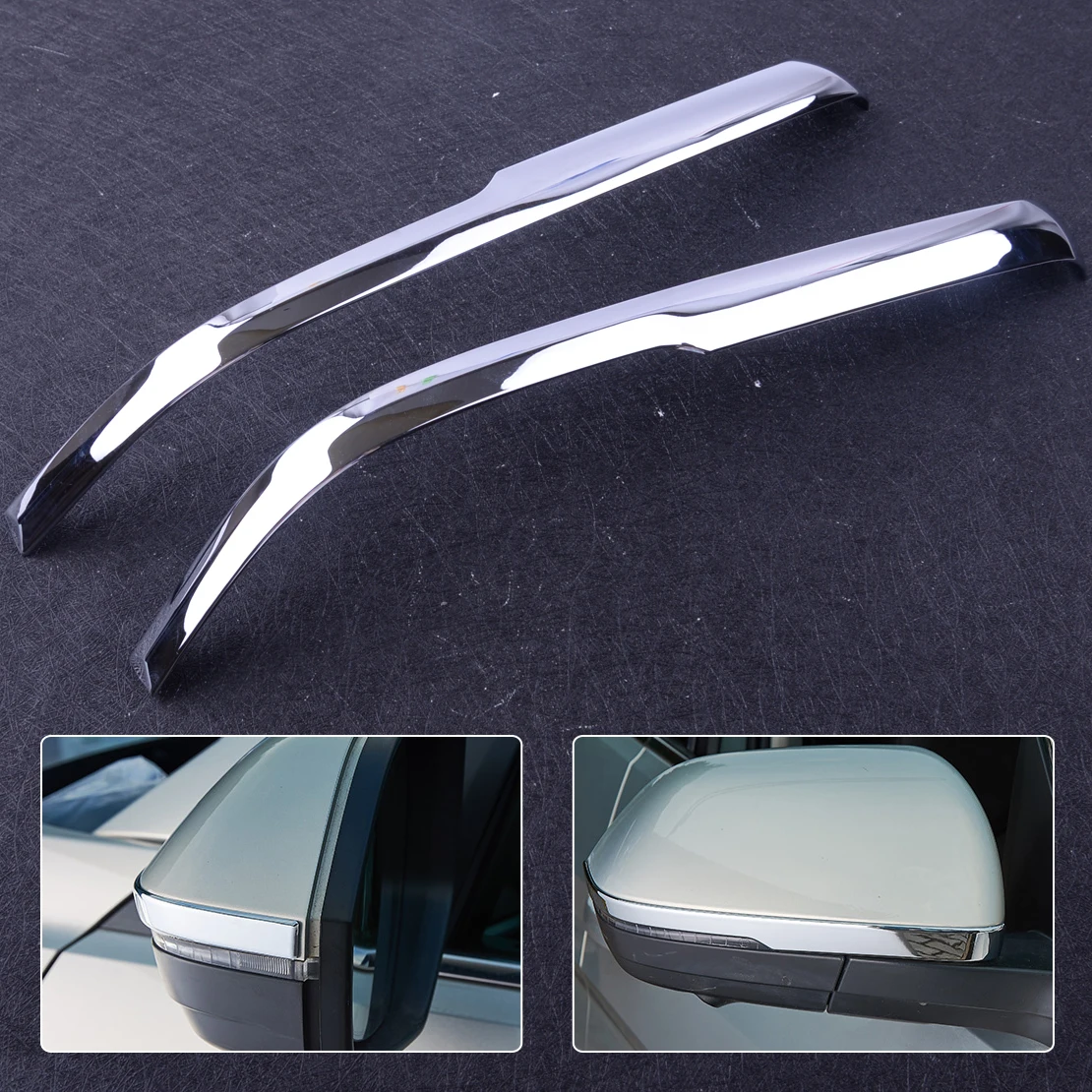 

CITALL New 2Pcs Car Rearview Mirror Stripe Cover Trim Decal Bezel ABS Chrome Styling Fit For Volkswagen Atlas 2017 2018