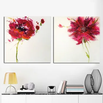 

Red Flower Abstract Oil Painting on Canvas Posters and Prints Modern Canvas Art Minimalist Nordic Wall Picture for Living Room
