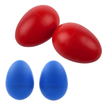 

2 Pair Plastic Percussion Musical Egg Maracas Shakers Red & Blue