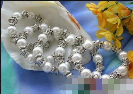 

FREE SHIPPING>>>@@ > 01352 wholesale elasticity WHITE SHELL PEARL BRACELET 5PCS