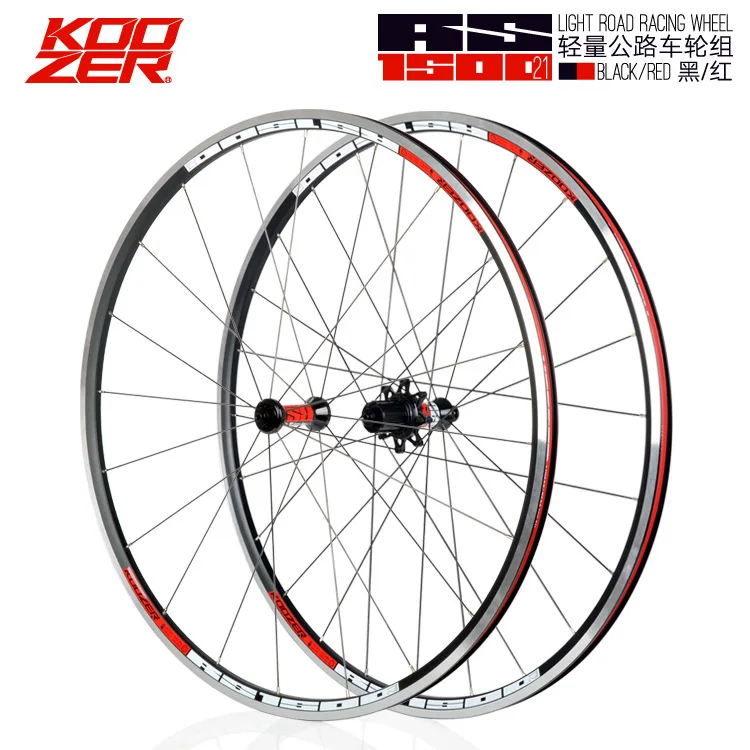 KOOZER Aluminium alloy 21/ 30mm Clincher Road Bicycle Wheelset Straight pull hub 700c x18-25c tyre 2:1 rear wheel