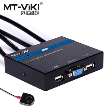 

Mt-Viki 4 Port Auto VGA Switch USB KVM Switch with Wired Remote Extension Switcher Panel High Resolution PC Selector Hotkey