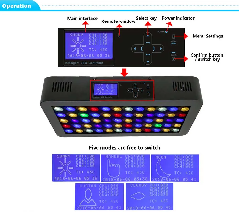 Remote or Touch control 180W LED Aquarium Light Timer Control Dimmable lamp Freshwater and Saltwater Coral Reef Grow Fish Tank  (25)