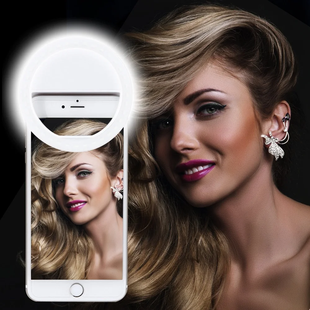 Tongdaytech Selfie Led Ring Flash Lens Fill Light Lamp Lamp Portable Clip Camera lens For iphone X 8 7 Samsung S9 Xiaomi Huawei