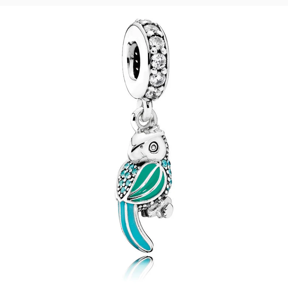 

100% Real 925 Sterling Silver Charms Tropical Parrot Charms Fit Original Brand Bracelet Diy Jewelry