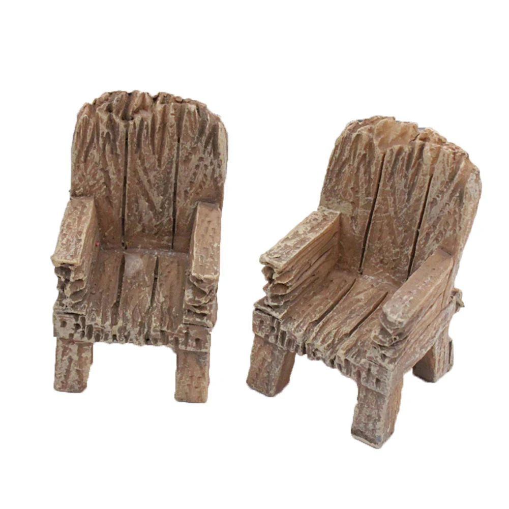 

Garden Decoration Micro Cute Mini Resin Simulated Chair Wooden Fairy Miniature Landscape