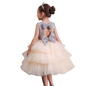 

2020 Summer Girl Evening Dress Sequin Backles Princess Dress Kids Dresses For Girls Children Party Wedding Dress 3 10 12 Years