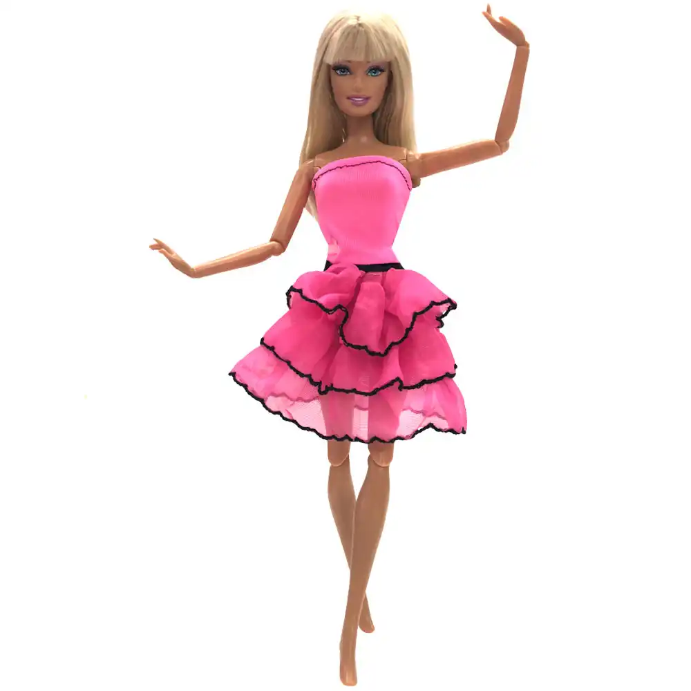 Nk Bir Adet Oyuncak Bebek Giysileri Guzel Parti Kiyafet Moda Elbise Barbie Bebek Pembe Yay Gazli Bez Bebek Oyuncaklari 085a Dz Dolls Accessories Aliexpress