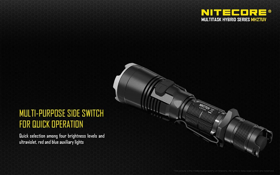 Nitecore MH27UV CREE XP-L HI V3 365 нм Ультрафиолетовый Красный Синий УФ светодиодный фонарик с аккумулятором 3100 мАч+ зарядка через USB