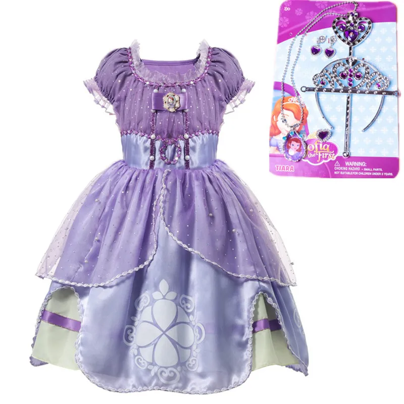 

ELMAGE Princess Summer Dresses Girls Sofia Cosplay Costume 5 Layers Children Kids Floral Halloween Party Tutu Dress costumes