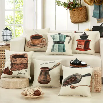 

hap-deer linen cottom Printed Cushion for Sofa Car Seat dining room Coffee housewarming gift Throw Pillow retro Home Decorative