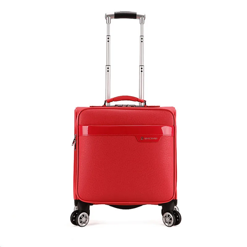 18 fashion trolley luggage women&#39;s universal wheels red small luggage travel bag male PU box ...