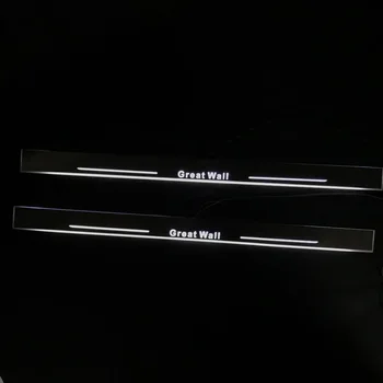 

RQXR led stainless steel overlay acrylic door scuff for Great Wall h5 moving door sill plate lining decorative light,2pcs
