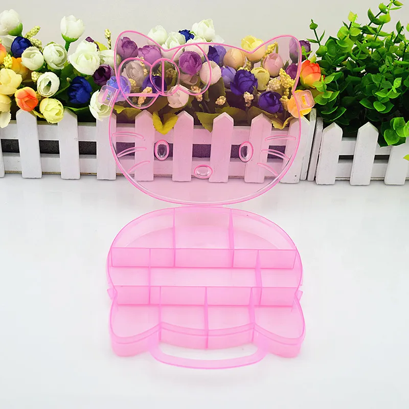 

1PC Plastic Hello Kitty Jewelry Necklace Storage Box Clear Case Holder Craft Organizer 0