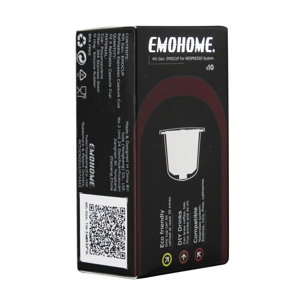 200 шт EM-04T эспрессо многоразовые кофе капсулы совместимые Nespresso citiz pixie латтиссима эссенца иниссия