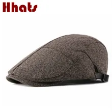 Повседневная шерстяная Зимняя кепка с козырьком для мужчин, регулируемая весенне-осенняя мужская шапка-берет, одноцветная плоская кепка, винтажная Кепка Newsboy, остроконечная Кепка