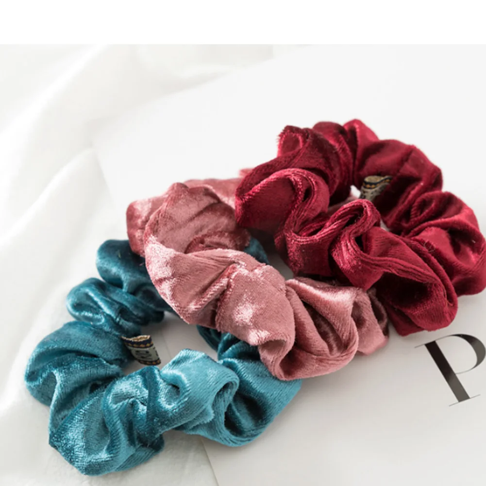 pearl hair clip 3-6Pcs Velvet Hair Rope Satin Sequin Cloth Scrunchies Elastic Hairband Women Ponytail Holder Hair Ties Girls Hair Accessories head wrap for women