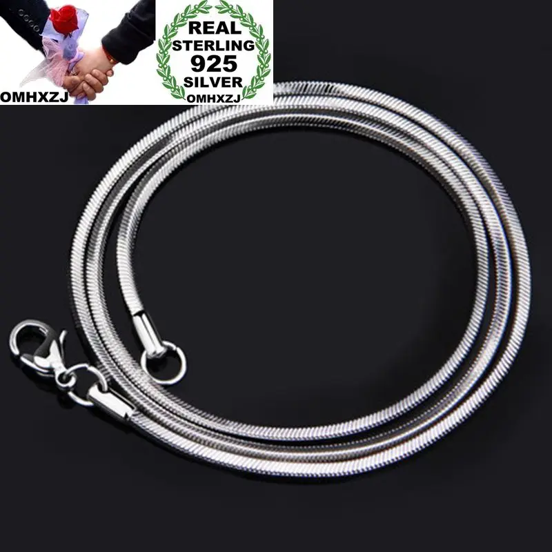 

OMHXZJ Wholesale European Fashion Woman Man Party Wedding Gift Silver Snake Chain 925 Sterling Silver Chain Necklace NA197