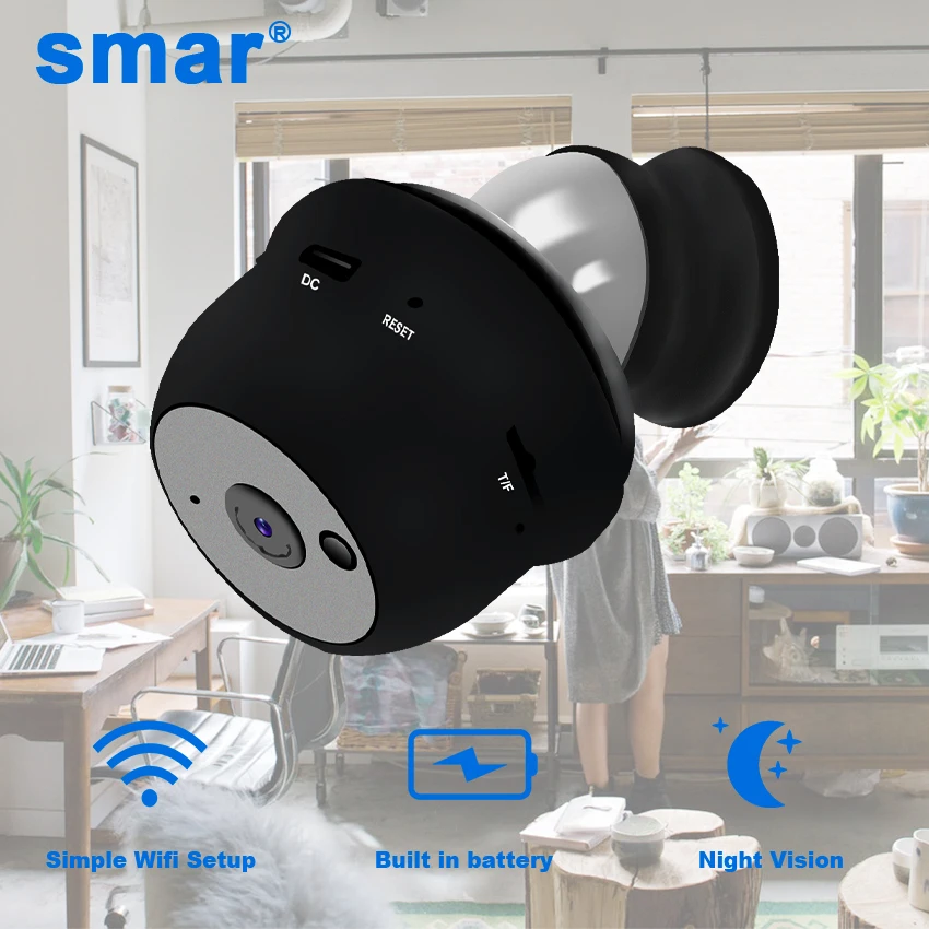 

Smar Home 720P HD mini wireless IP Camera Support 64G TF card storage P2P cloud View and playback Easy install baby monitor
