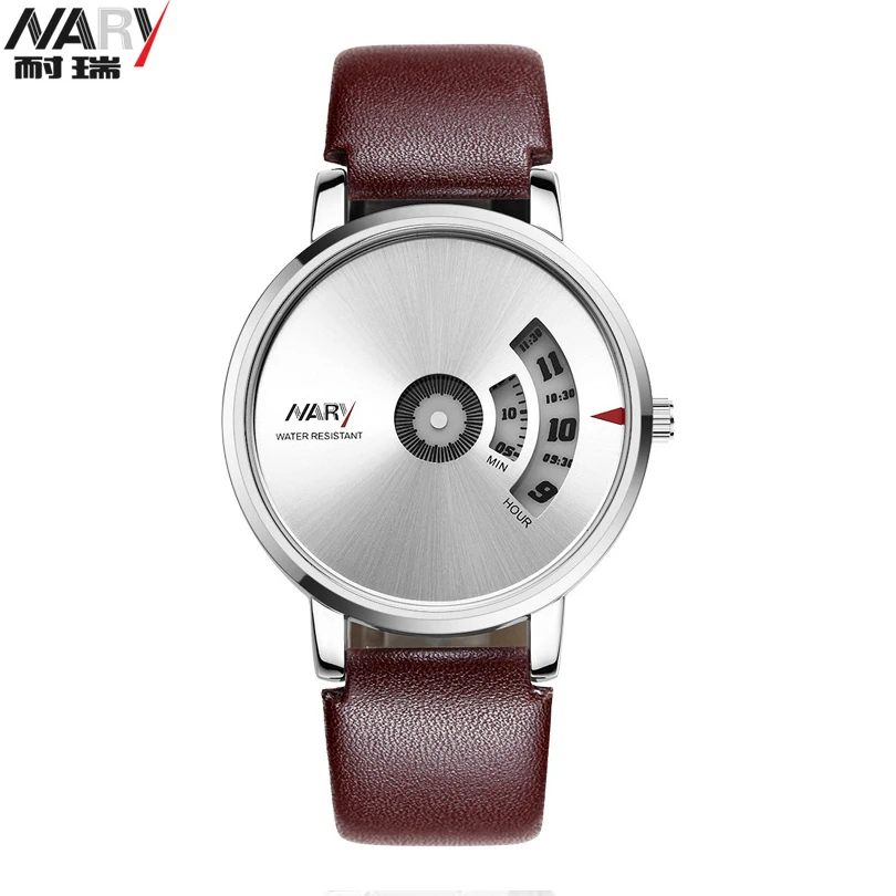 

Fashion Brand Nary Watch Men Watches Creative Turntable Dial Quartz Watches Men Leather Watch horloge heren reloj hombre 2020