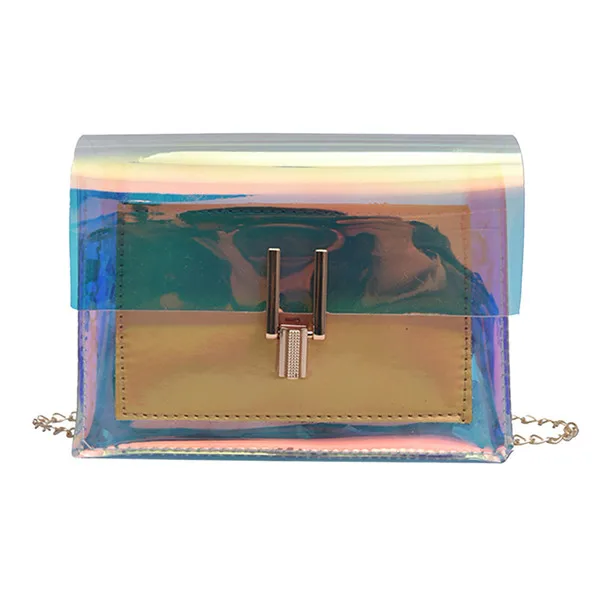 Женская Лазерная сумка через плечо, сумка через плечо, ПВХ желе, маленькая сумка через плечо, лазерная голографическая женская сумка Torebka damsk - Цвет: Gold