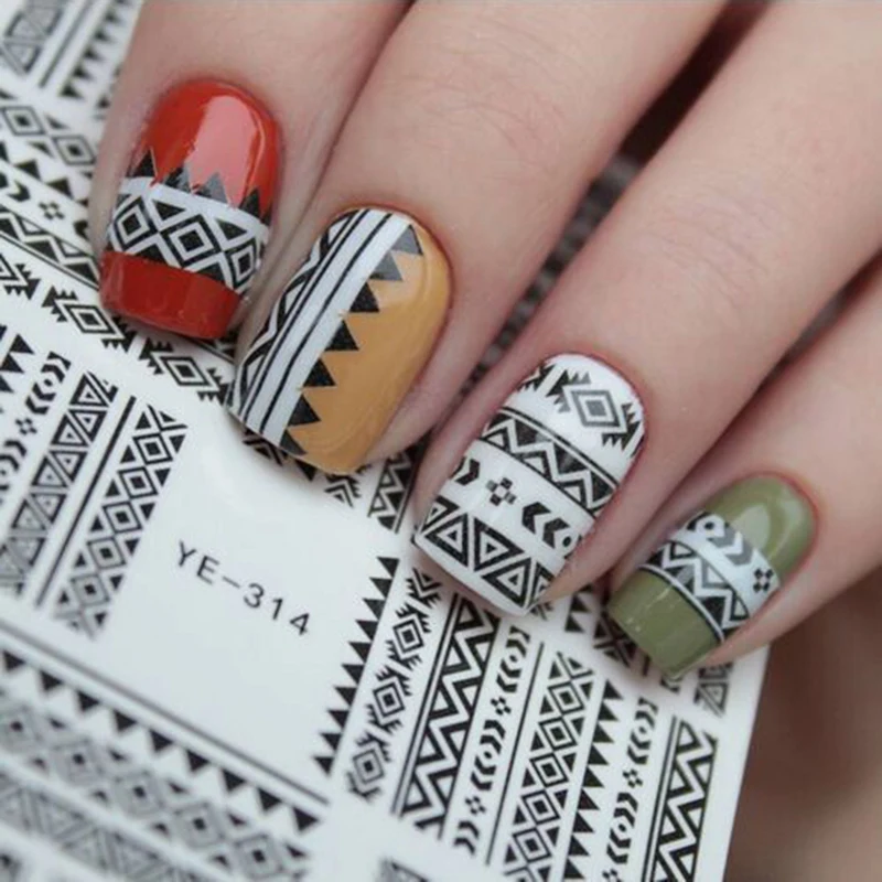 1 Pc Tribal Geo Pattern Nail Water Decals Black Grid Transfer 1 Pc Tribal Geo Pattern Nail Water Decals Black Grid Transfer Art Stickers Ye 314 Diy Decorations 21576 In From Beauty
