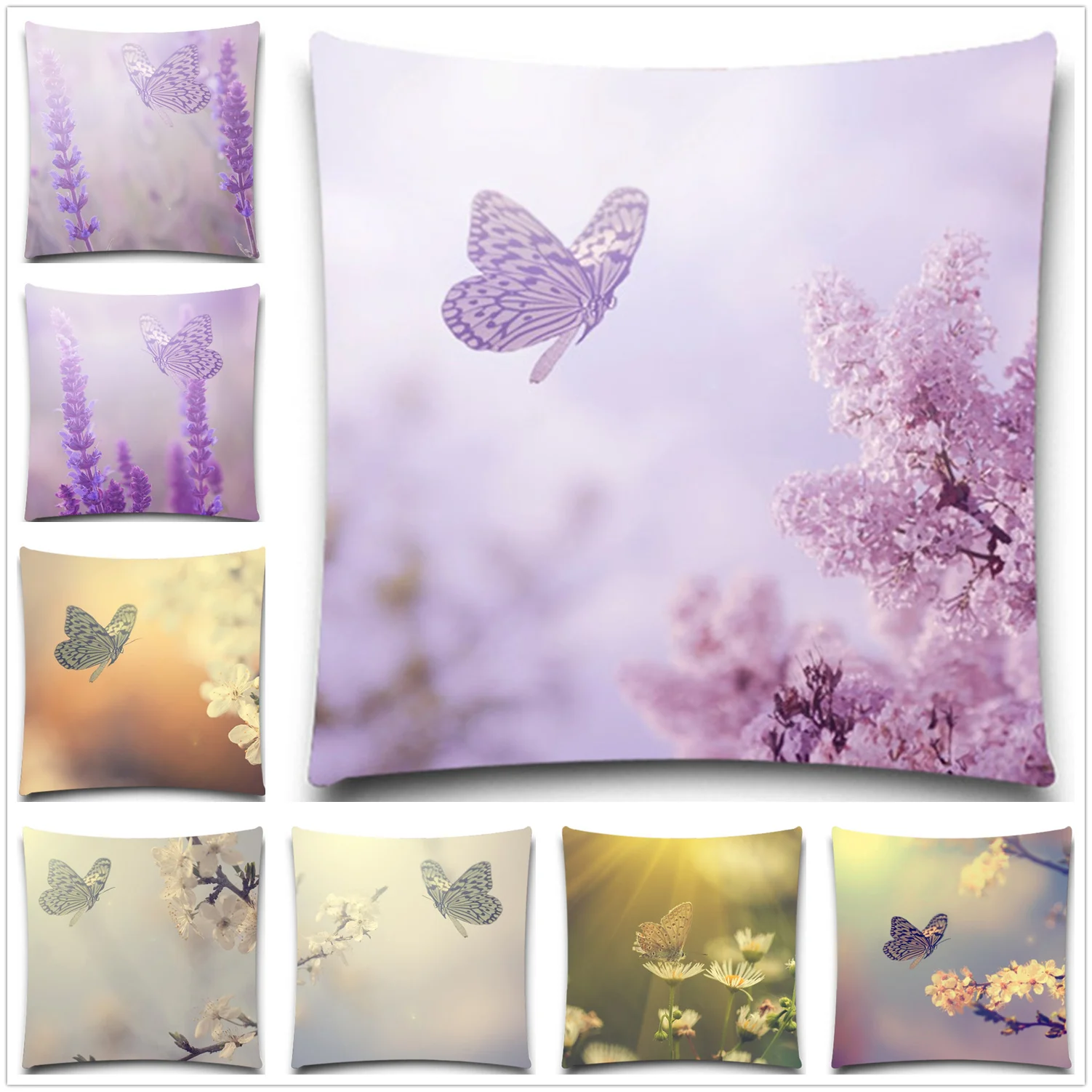 

Beautiful Purple Butterfly Animals Square pillow case Cotton polyester bedroom/chair/car/sofa seat 16 18 20 inches 9 style